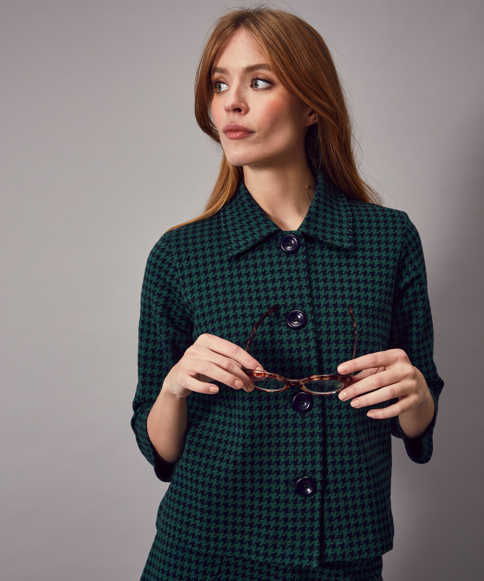 Mela Dogtooth jacket Green