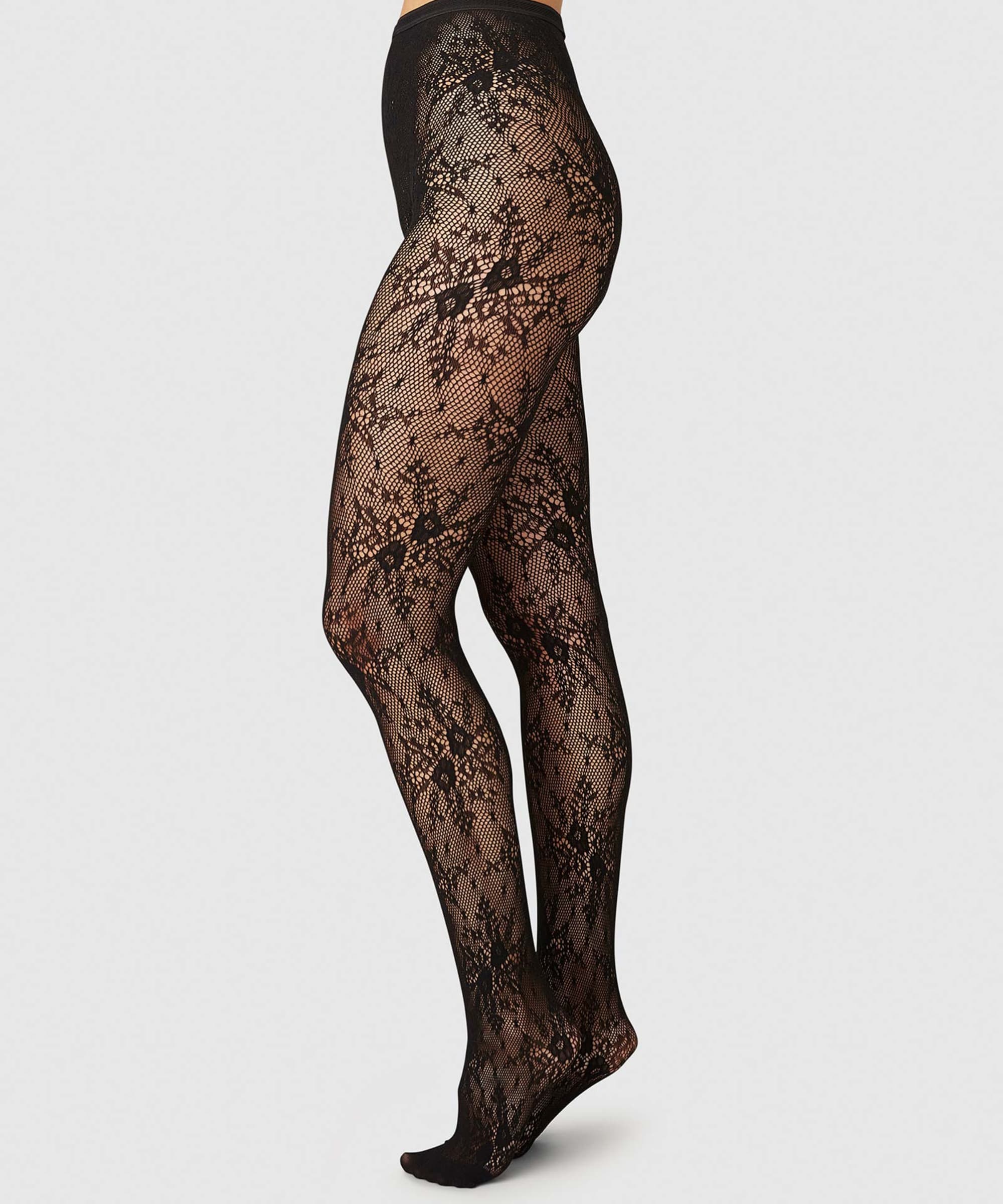 Rosa Lace Tights - Black 