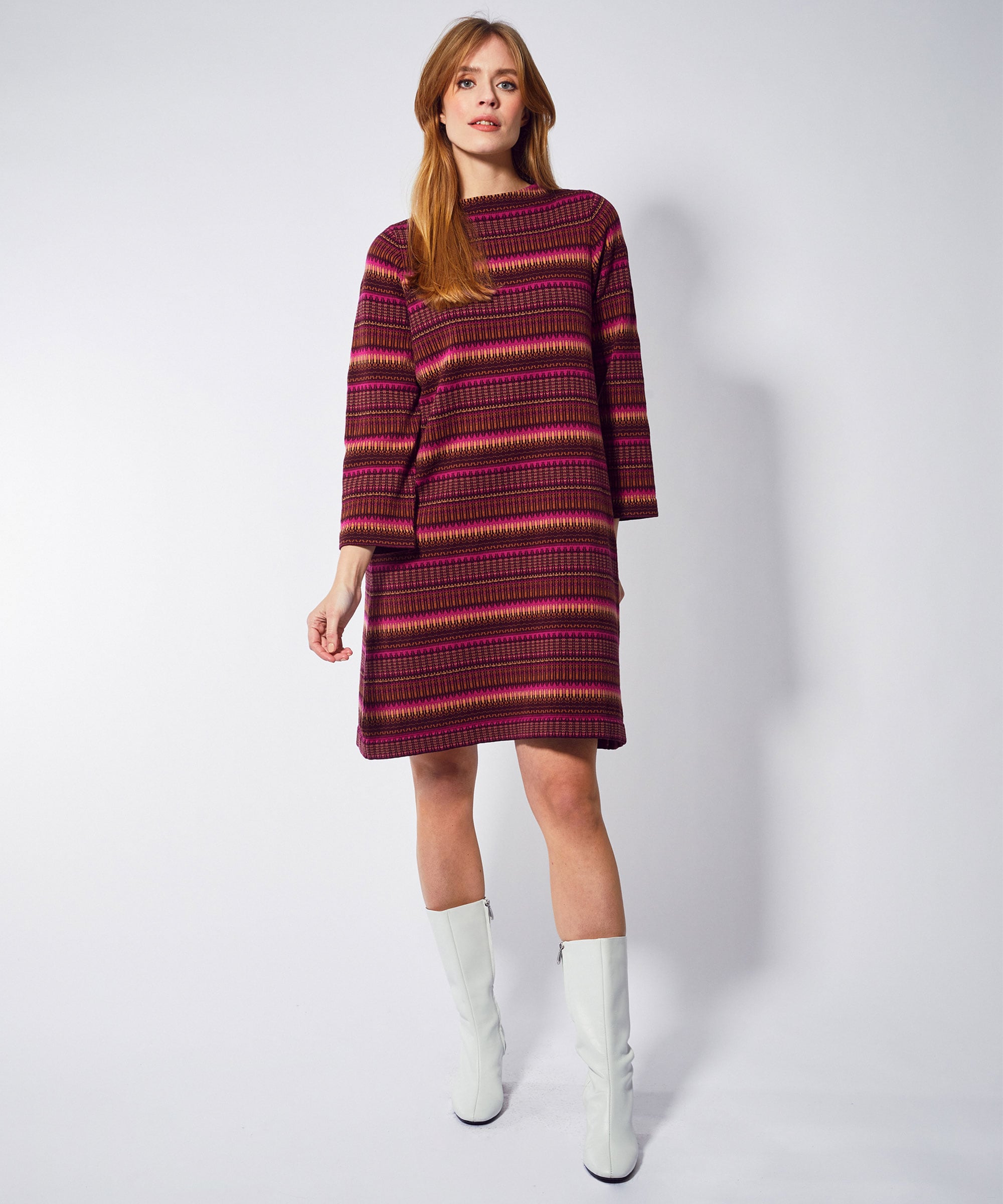 Sunday LS Dress Burgundy Patterned cotton dress Jumperfabriken